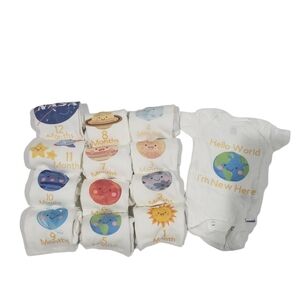 Gerber Baby Monthly Milestone 13 Onesis Set NB to 12 Months Planets Theme